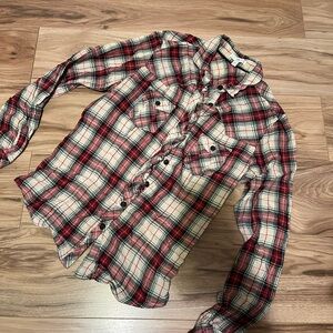 GAP Red and White Plaid Button Down Shirt